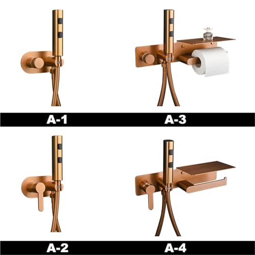 Robinet bidet portable or rose de luxe et son support papier chic - 4