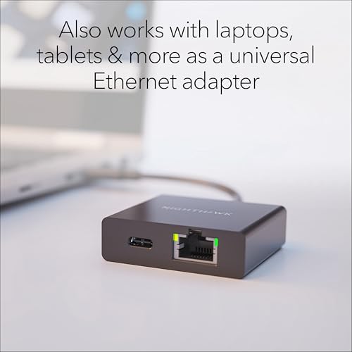 Image of NETGEAR Nighthawk USB-C to Ethernet Adapter with 60W Passthrough Charging (USB2ETH) - Fast Wired Gigabit Ethernet - Universally Compatible with Nighthawk Mobile Hotspots, Laptops, Tablets & More