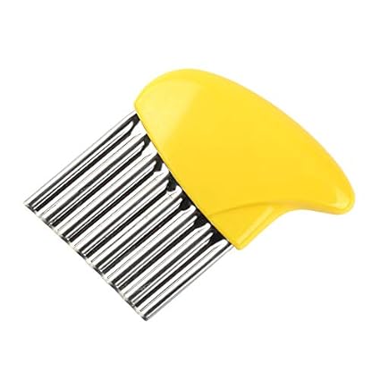 iDream Stainless Steel Vegetable Wavy Chopper Cutter French Fry Slicer (Yellow)
