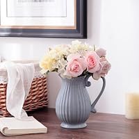2000年陶製花瓶 白とグレー Amazon.co.jp: YJFFQ 花瓶 陶器 フラワーベース グレー ピッチャー
