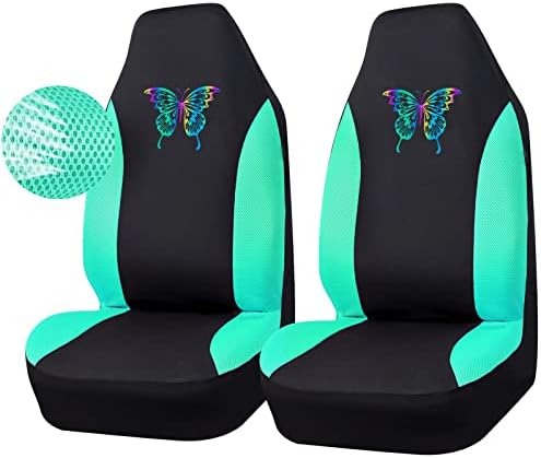 CAR PASS Universal Mint 3D Air Mesh Bucket Seat Covers,Reflective Colorful Butterfly Front Seat Covers with…
