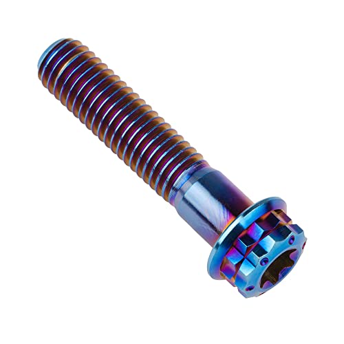 Image of Titanium Flange 12 Point Head M8 x15 20 25 30 35 40 45 50 55 60 65mm Screw Bolt Pack of 4 (M8x35mm, Burning Blue)