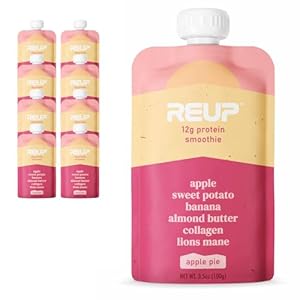 Reup Collagen Protein Smoothie – 12g Protein, 10g Collagen, Dairy Free, Ready to Drink – High Protein Snacks for Adults, Dairy Free Protein Shakes, Protein Pouches Adult, Smoothie Pouches – 8 Count