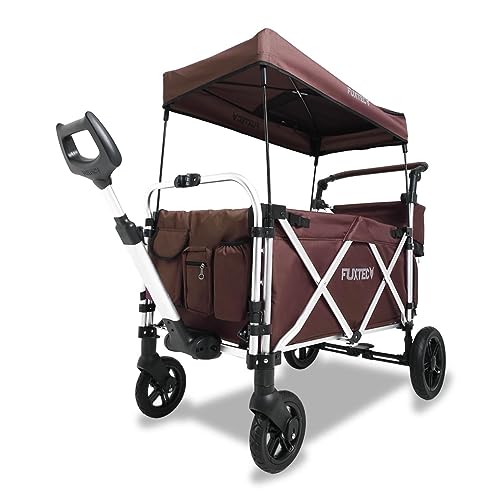 FUXTEC Bollerwagen CTL950 Marrón, Carro Plegable - Carro de Jardín para Niños, Transporte - Ciudad, Campo, Playa, Montaña - Tirar o Empujar - Capacidad 75 kg. Extensión de Habitáculo.