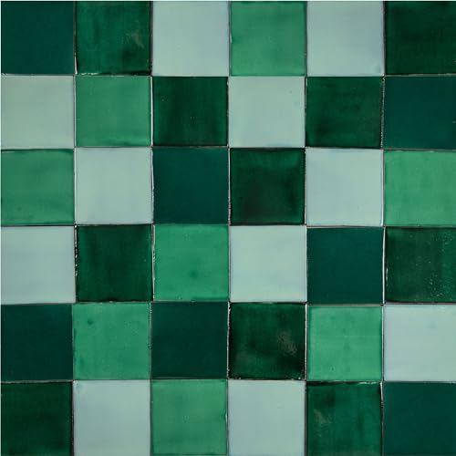 Cerames grünen mosaikfliesen einfarbigen Verna- Flickwerk aus mexikanischen Keramikfliesen, Mexiko Fliesen für Küche, Badezimmer, Dusche, Küchenrückwand Eine Packung von 90 fliesen 10,5x10,5cm