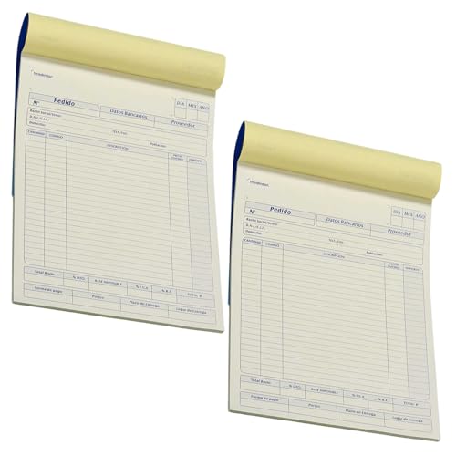 ANDINUS Pack de 2 Talonarios de Pedidos Autocopiativos A5 (14x21 cm) | 50 Hojas Duplicadas | Copia sin Carbón | Formato Profesional (80072-PEDIDO-M)