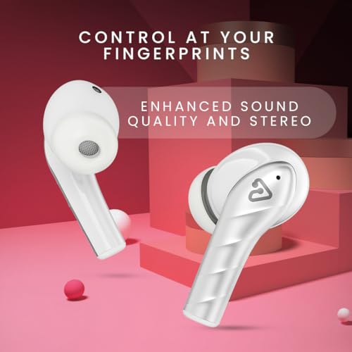 Image of tunez Elements E02 True Wireless Earbuds with Bluetooth V5.3+EDR, 16M Working Distance, 42 Hours Music Time, 50 Hours Talk Time, 1.5Hour 3C Quick Charging,Quad Mic ENC(White)