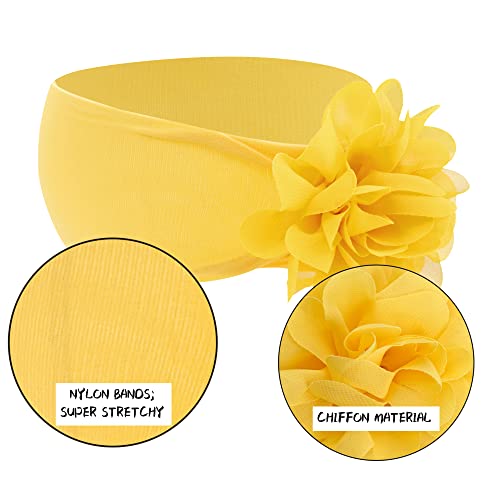 Ded 20 Pcs Baby Girls Nylon Headbands 4.5 Inch Big Chiffon Flower Soft Stretchy Hair Band Hair Accessories For Newborns Infants Toddlers #TOP6