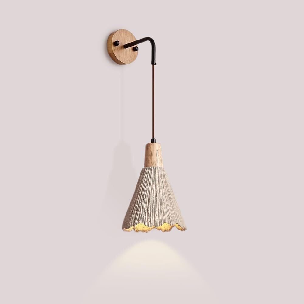 SXECAEPS Wood Lighting Wall Lamp Nordic Modern Stone Sconce Cement Shade Interior Lantern for Bedroom Bedside Living Room Study Corridor Entryway Restaurant(B)
