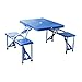 Produktbild Outsunny Alu Campingtisch Picknick Bank Sitzgruppe Gartentisch mit 4 Sitzen klappbar Blau 135,5 x 84,5X 66 cm