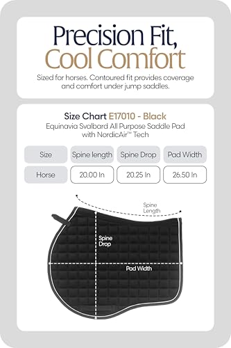 Equinavia Svalbard NordicAir™ Tech All Purpose Saddle Pad | Breathable Micromesh | Contoured Shape - Black - Horse
