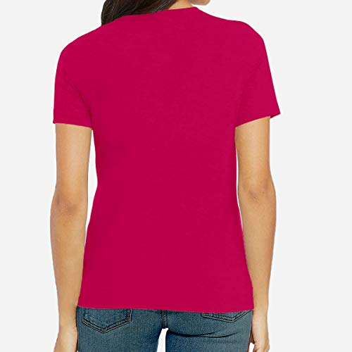 Image of Pooplu Women's Regular Fit Premium Plain 100% Cotton V Neck Half Sleeves, Casual Plain Pootlu Tees and Tshirts.