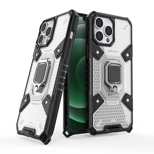Image of zivite Tough Armor Bumper Back Case Cover for iPhone 13 Pro | Ring Holder & Kickstand in-Built | 360 Degree Protection Back Case Cover for iPhone 13 Pro (Transparent)