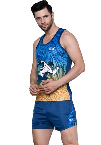 Image of Men's 100% Polyester Sublimation Printed Athletic Running Vest | Lightweight Sports Costume for Gym, Jogging & Training