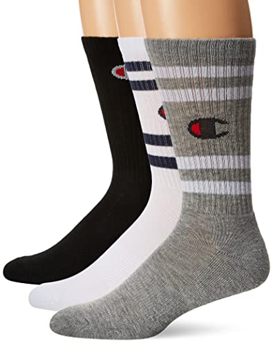 Champion Men's 3-Pack Double Stripe Crew Socks