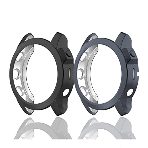 Compatible with Garmin Fenix 7 Screen Protector Case Cover Protector Bumper for Garmin Fenix 7 Sapphire Solar/Garmin Fenix 7 Solar GPS Watch Case Shell Frame (Black/Grey)