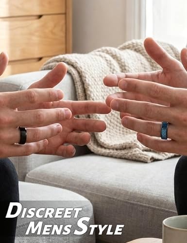 EVBEA 4Pcs Mens Fidget Ring Spinner Ring Set - Anxiety Relief Bands, Cool Hip Hop Chain Rotation Stainless Steel Male Jewelry for Stress Relief Father Day Gift 2 Spinner Rings& 2 Stylish Ring,13 - 3