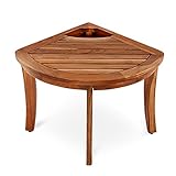 Cambridge Casual Superior Indonesian Teak Estate Shower Bench, Corner Stool/Natural Brown