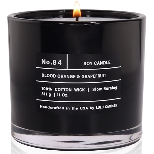 Lulu Candles | Blood Orange & Grapefruit | Smells Citrusy & Uplifting | Luxury Scented Soy Jar Candle | Hand Poured in The USA | Highly Scented Long Lasting (11 Oz.)