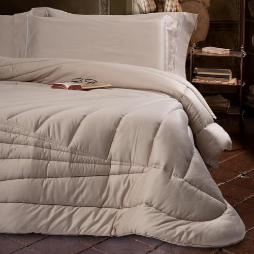 Cassera Casa - Copriletto Primaverile Trapuntato 100 Gr/mq, Pregiato Raso di Cotone, Naturale, Tinta Unita, Matrimoniale 270x270Cm, Made in italy, Trapuntino Primaverile, Elegante, Icona