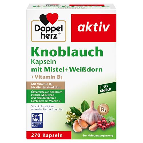 Doppelherz Knoblauch Kapseln – mit Mistel + Weißdorn + Vitamin B1 – 270 Kapseln