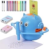 Malroboter für Kinder, Zeichenroboter Kinder mit Sprachanleitung, 100 Karten & 14 Stift, Mal-Roboter zur Frühkindliche Bildung, Interaktives Montessori Lernspielzeug für Jungen Mächen ab 3 Jahre(Blau)
