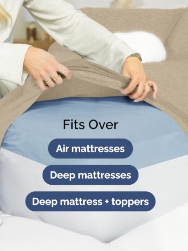 Image of Extra Deep Cal King Sheet Set - Breathable & Cooling - Heathered Beige