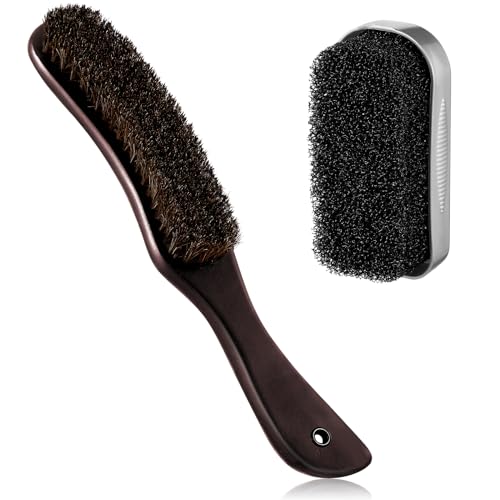 Image of Patelai 2 Pcs Horsehair Felt Hat Brush Kit Hat Cleaning,Brown,Superba | Cowboy Hat Brush with Cleaning Sponge Lint Brush Remover Dust for Shoes Furniture Suits Clothes