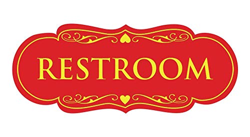 Panneau Restroom signalisation WC signalétique porte de toilettes rouge jaune
