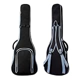 PPOPPO 39/40 Inch Electric Guitar Gig Bag & Soft Case with Neck Strap,7mm Thick Padding+Waterproof Nylon Exterior,Backpack Style Guitar Bag with Dual Adjustable Shoulder Straps&Padded Side Handle,Grey