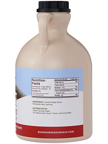 Hidden Springs Maple 100% Natural Vermont Maple Syrup, Grade A Dark Robust (Formerly Grade B), 32 Ounce, 1 Quart, Family Farms, Bpa-Free Jug #TOP1