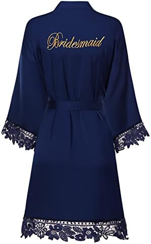 Bridal Party Robes Plus Size Bridal Robes Personalized Wedding Robes, Plus Bridesmaids Robes Lace, Embroidered Kimono Robe