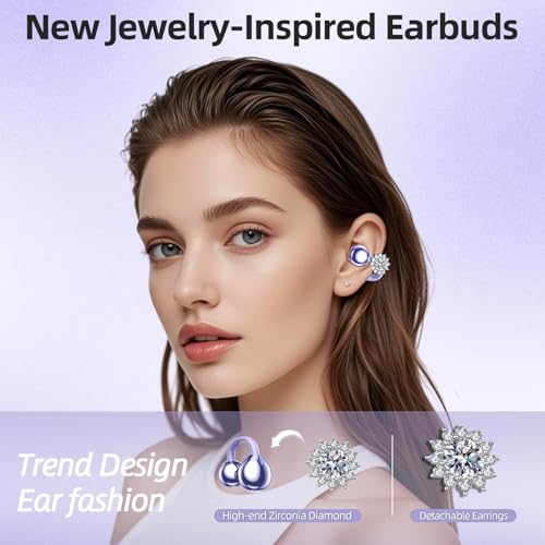 Image of Jewelry-Inspired Clip On Earbuds,Comfortable Fit Open Ear Clip-On Headphones,Wireless Bluetooth Ear Cuff Headphones for Women,Removable Clip EarBuds Accessories