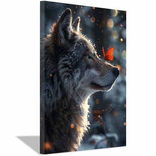 Affiches peinture sur toile loup décoration murale animaux pour maison 70x100cm