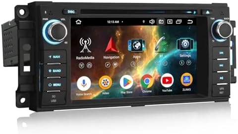 4GB+64GB Android 14 DAB+ Car Stereo for Jeep Wrangler Patriot Chrysler 300 C Aspen Dodge Caliber Durango Challenger GPS Radio Carplay Android Auto WiFi 4G USB CD Player Bluetooth 5.0 DSP CANbus 8 Core