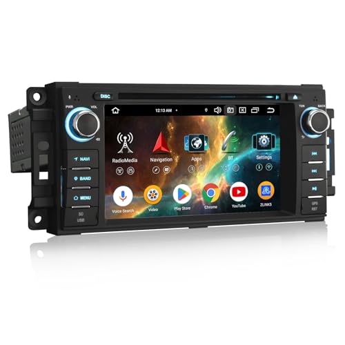 Android 14 Dab+ Radio Coche Estéreo para Jeep Wrangler Patriot Chrysler 300C Aspen Dodge Caliber Durango Challenger 8 Núcleos 4GB+64GB GPS Navegador CarPlay Android Auto WiFi CD USB Bluetooth 5.0 DSP