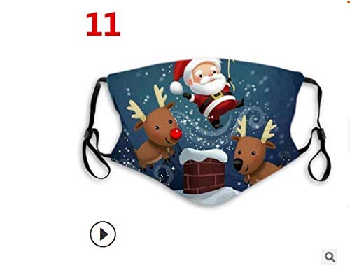 5Pack Cotton Christmas Mask for Children with Filter Pocket with 6 Pcs Replacement Filters-Washable Xmas Face Mask (Christmas Mask B)