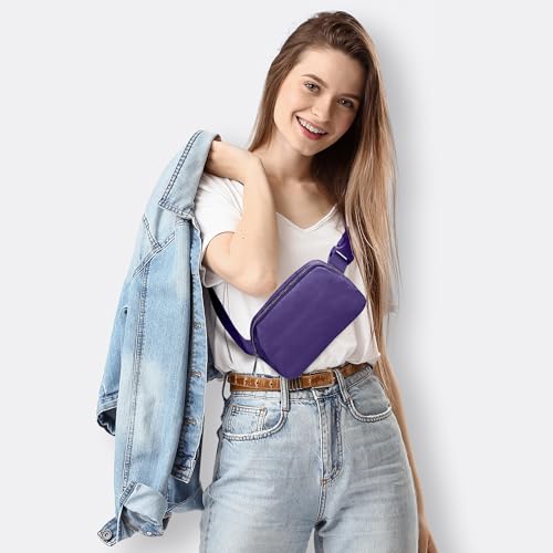 Image of JSJ Mini Fanny Pack for Women & Men,Valentines Day Gifts for Girls Teens Kids Daughter Sister Her,Trendy Stuff Crossbody Bags Cute Everywhere Belt Bags. (Purple)