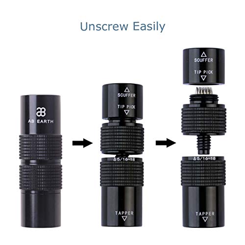 Ab Earth Aluminum 4-In-1 Billiard Pool Cue Tip Accessory Tool Repair Kit (Scuffer, Aerator, Tapper, Joint Protector) (5/16 X 18) #TOP1