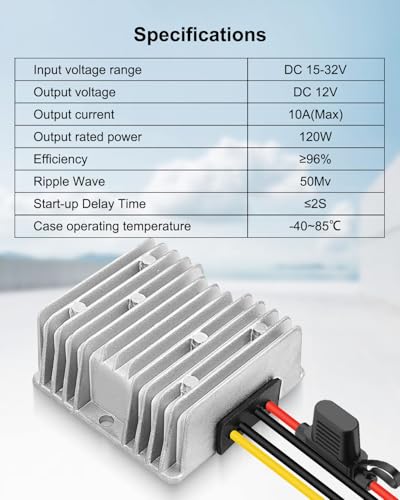 20V to 12V Step Down Voltage Converter Compatible with Dewalt 20V Battery, DC Voltage Regulator 15A MAX 120W Power Wheel Battery Adapter, Step Down Converter with Upgrade Low Voltage Protection3