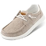STQ Women Slip on Canvas Loafers with Arch Support Orthopedic Comfy Shoes Business Lightweight for Foot Pain Brownness US 8