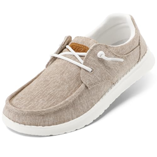 STQ Women Slip on Canvas Loafers with Arch Support Orthopedic Comfy Shoes Business Lightweight for Foot Pain Brownness US 8