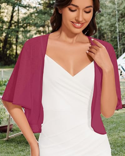 Image of Women Bolero Shrug Cardigan Open Front Cover Up Sheer Short Sleeve Kimonos for Evening Dress