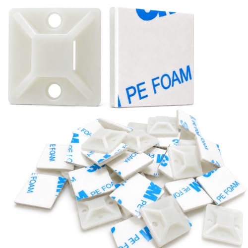 3/4" Cable Tie Mounts, 120 PCS Self-Adhesive Wire Anchors, White
