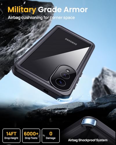 Image of Lanhiem for Samsung Galaxy S25 Edge Phone Case, IP68 Waterproof Dustproof Case with Built-in Screen Protector, Rugged Full Body Protective Cover for Galaxy S25 Edge 6.7 Inch, Black
