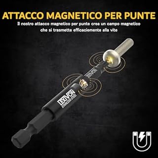 LEXIVON Set di Adattatori per Bussole a Percussione e Porta-Biti Magnetico | 4 Pezzi da 1/4 di pollice con Estensione a Scatto da 1/4, 3/8 e 1/2 Pollici | Include Supporto Organizzatore (LX-104)