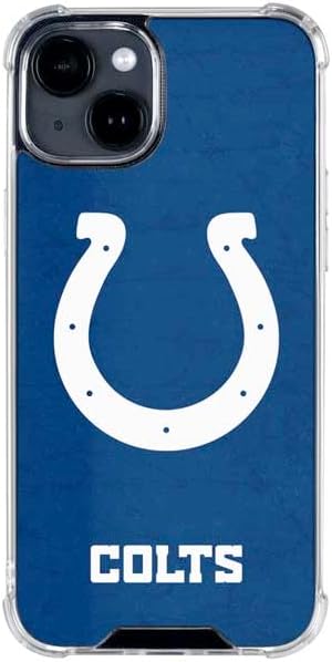 Skinit Clear Phone Case Compatible with iPhone 15 Plus - Officially Licensed NFL Indianapolis Colts Distressed Design