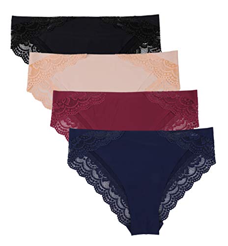ALove Womens Spandex Panties Silky Underwear Breathable Strech Briefs 4 Pack
