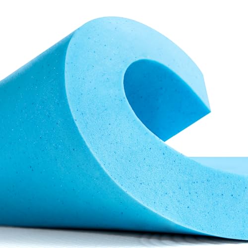 SU SUBRTEX 2 Inch Single Cooling Bed Pad Gel-Infused Memory Foam Mattress Topper With Ventilated Design For Pressure Relieving (5cm, 90x190cm)