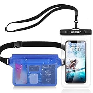 WONSAR Waterdichte tas, buideltas, beschermhoes met waterdichte telefoonhoes, universele strandtas met mobiele telefoon, waterdicht, voor watersport, strand, zwemmen